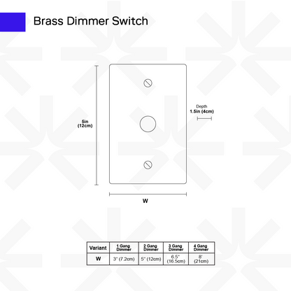 Rotary Light Dimmer Switch with Brass Knob for Stepless Brightness Adjustment in Living Room Bedroom Hallway Contemporary Wall-Mounted Panel