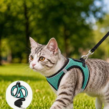 Ortekor Breathable Cat Harness & Leash Set for Outdoor Walks - Adjustable Escape-Resistant Step-In Vest