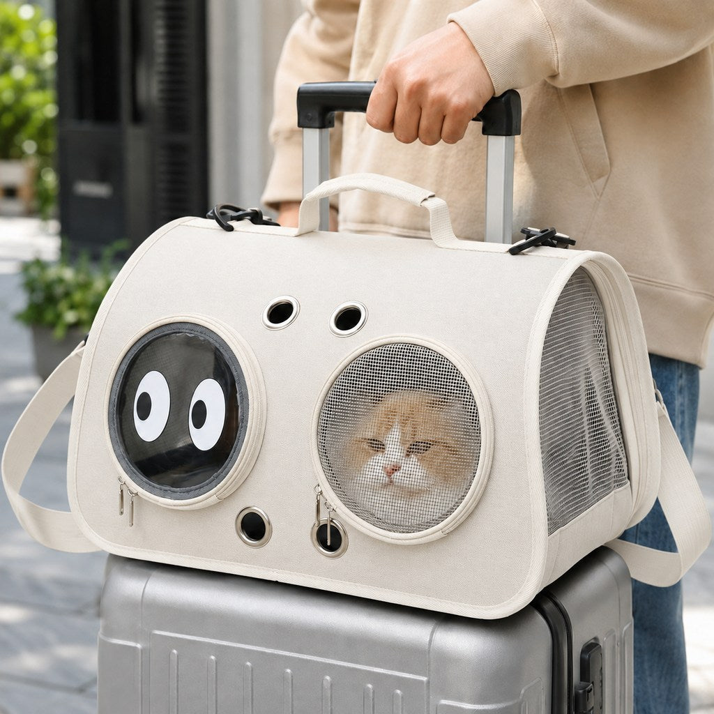 Ortekor Breathable Cat Travel Carrier for Road Trips & Vet Visits - Structured Foldable Soft-Sided Pet Bag