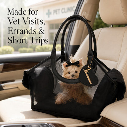 Ortekor Chic Mesh Pet Carrier Tote for Cafe Runs & Vet Visits - Breathable Small Dog & Cat Travel Bag