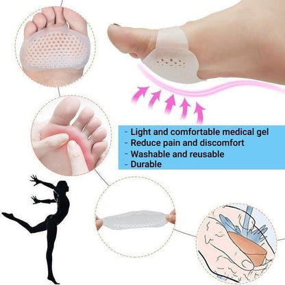Gel Forefoot Cushions with Ventilation Holes – Relief for Ball of Foot Pain, Neuroma & Metatarsalgia – Washable Inserts for Shoes & Socks