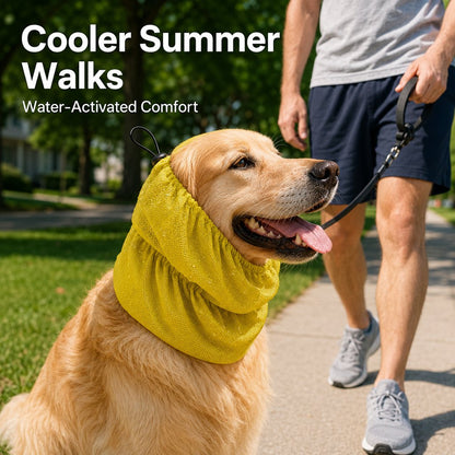 Ortekor Water-Activated Dog Cooling Snood for Summer Walks - Lightweight Neck & Ear Cooler for Hot Weather, Beach Days & Long-Fur Dogs