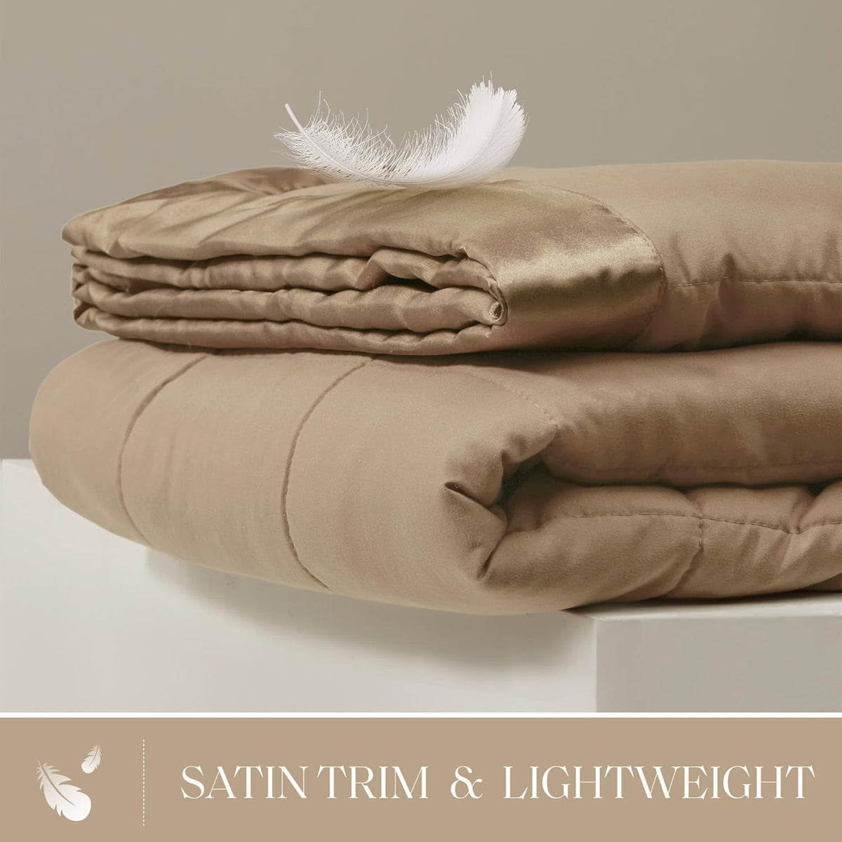 Windom Collection | Down Alternative Blanket with Moisture-Wicking Treatment | Lightweight & Soft Bed Cover for All Seasons, Satin Trim