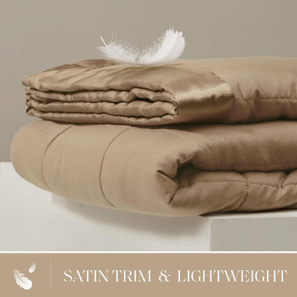 Windom Collection | Down Alternative Blanket with Moisture-Wicking Treatment | Lightweight & Soft Bed Cover for All Seasons, Satin Trim