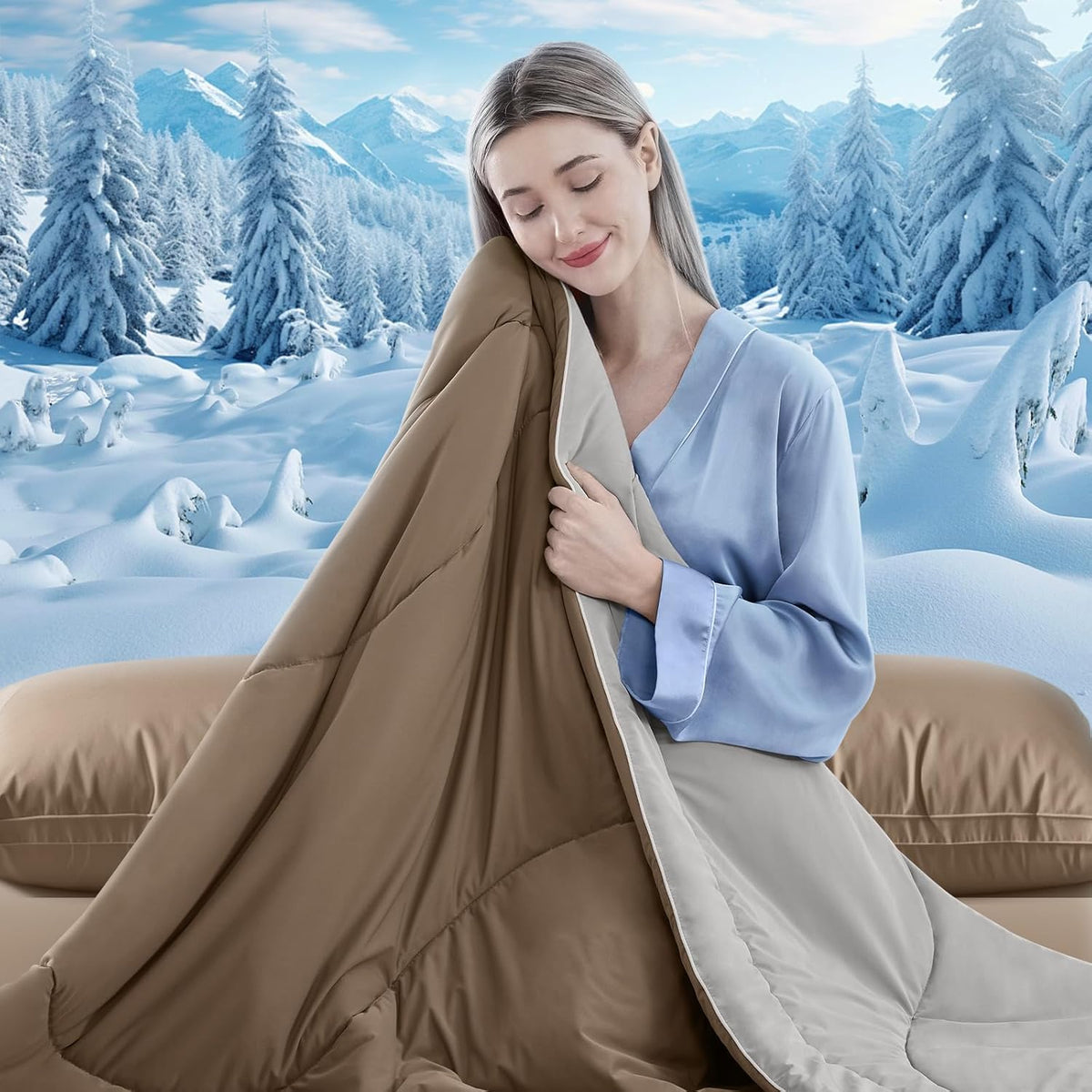 Cooling Comforter | Double-Sided Cooling Blanket for Hot Sleepers | Breathable Ice Fabric for Ultimate Comfort