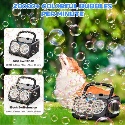 Bubble Machine for Kids and Parties, Automatic Bubble Machine with 26 Wands, Portable Bubble Machine for Weddings