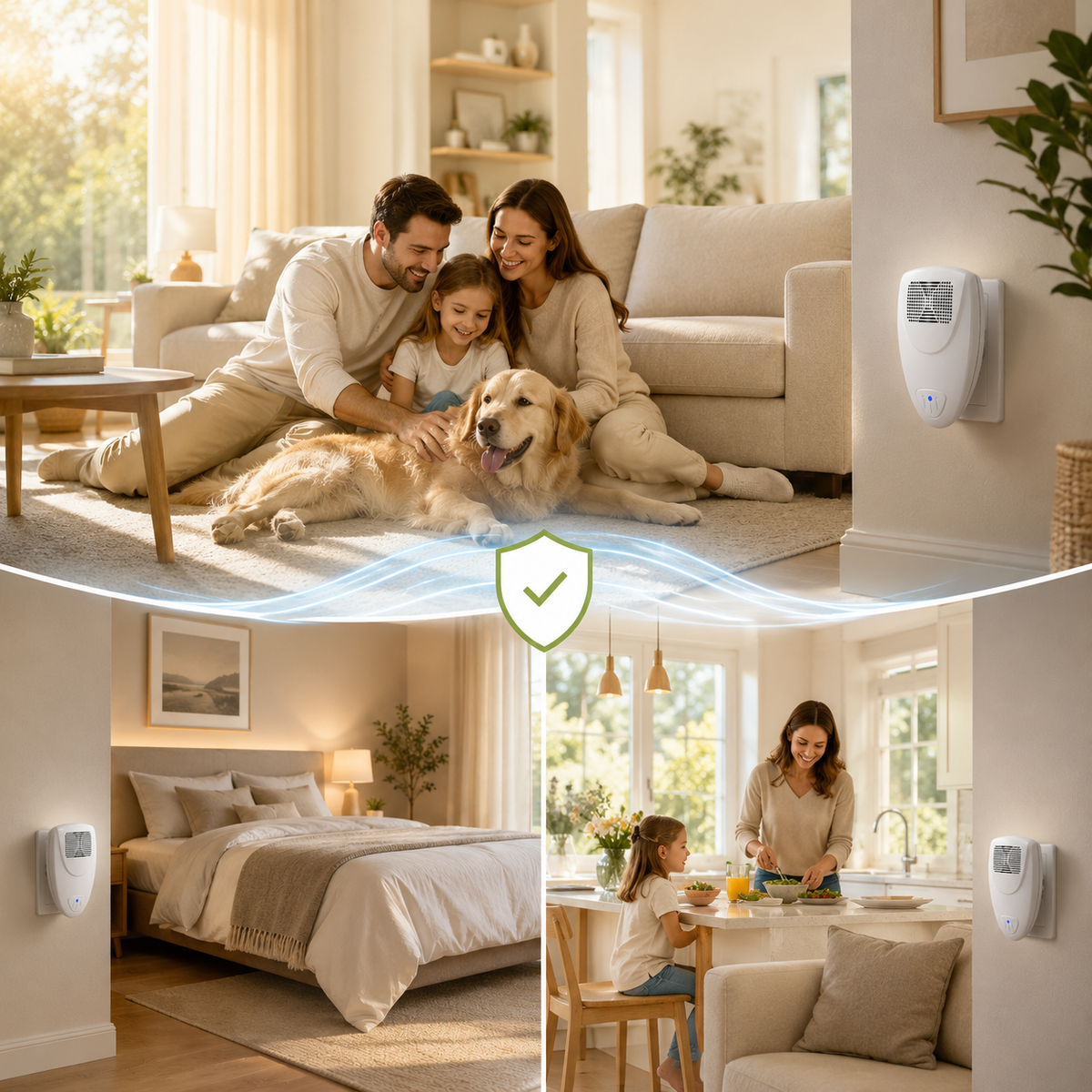 Plug-In Ultrasonic Pest Deterrent Device for Bedrooms & Living Rooms – Silent Electronic Indoor Insect Repellent for Homes, Apartments, Hote