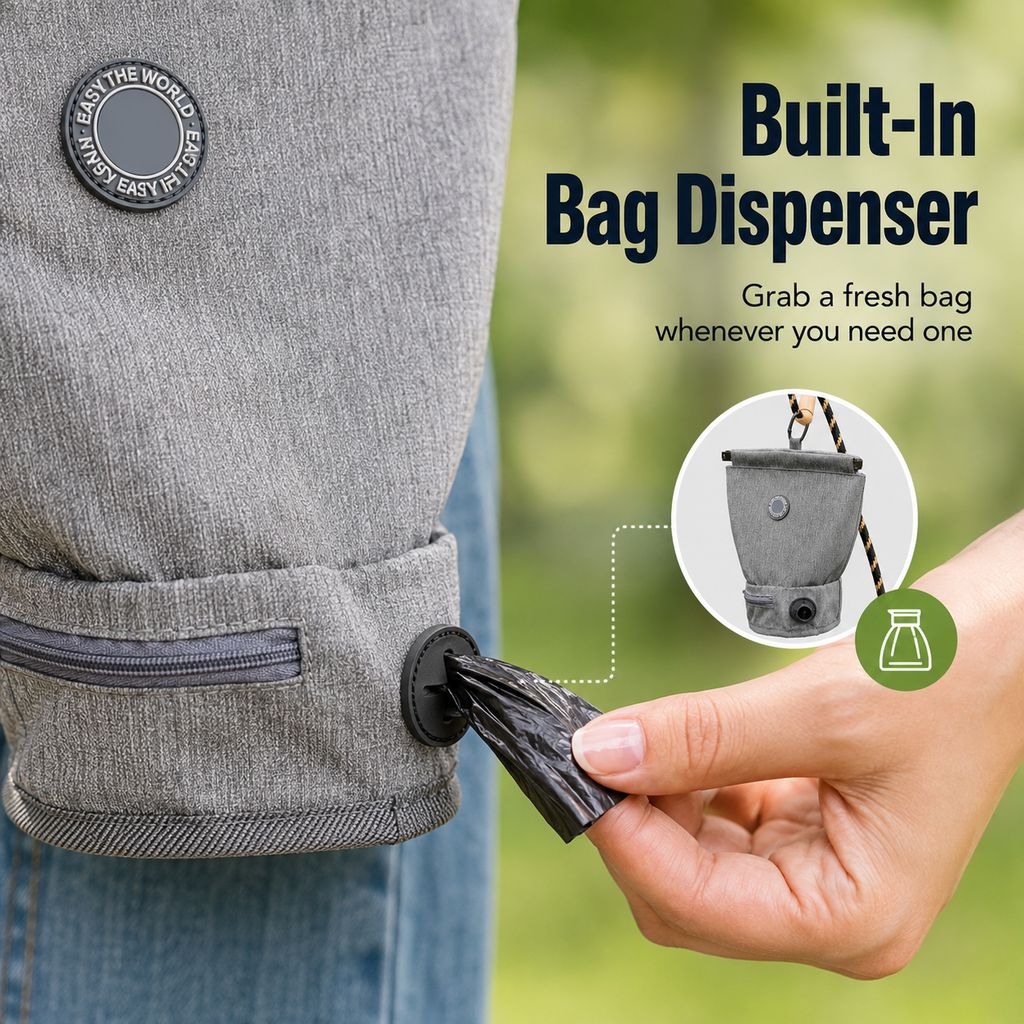 Ortekor Dog Poop Bag Holder for Walks - Carry Used Waste Bags Hands-Free Until the Next Trash Can