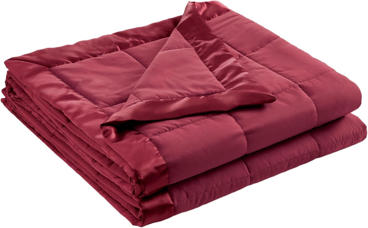 Windom Collection | Down Alternative Blanket with Moisture-Wicking Treatment | Lightweight & Soft Bed Cover for All Seasons, Satin Trim