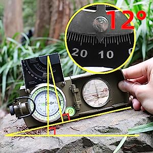 Adventure Ready | Military Compass with Water-Resistant Aluminum Alloy & Clinometer | Essential Tool for Hiking and Camping