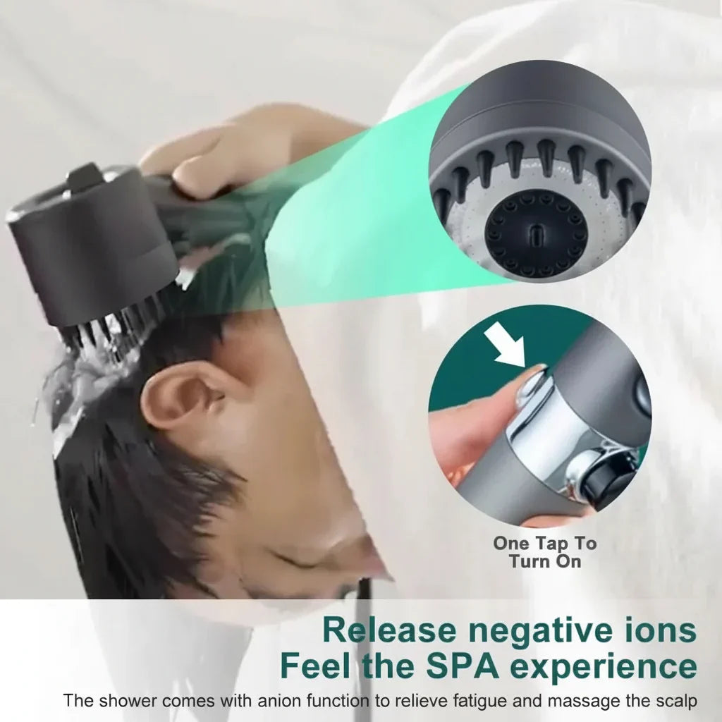 Handheld Filtered Shower Head with 9-Layer Purification System for Hard Water – High Flow Pressure Boost, ABS & Steel Construction, Water Ef