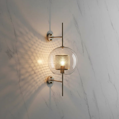 Glass Wall Sconce Light Fixture Gold Chrome Finish for Bathroom Bedroom Living Room Entryway Hallway Modern Minimalist Lighting