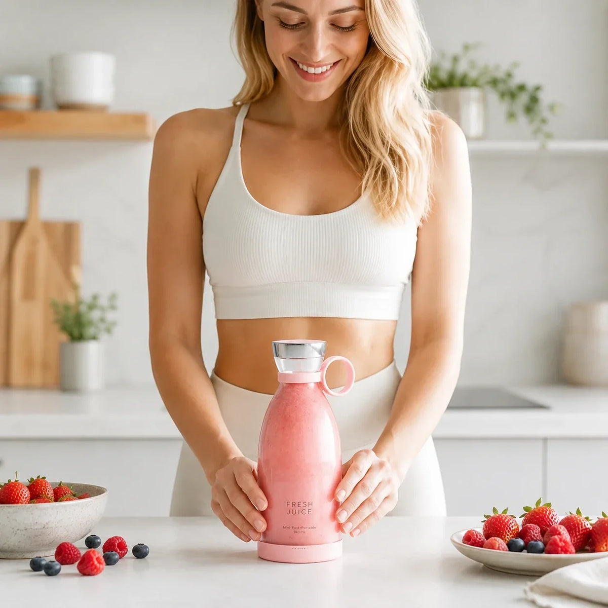 Portable USB Rechargeable Juicing Cup Personal Blender for Smoothies Shakes Fresh Fruit Drinks On-the-Go Mini Blender