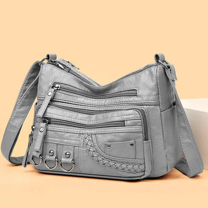 Retro-Inspired Shoulder Bag for Women – Faux Leather Crossbody Purse with Top Handle – Everyday Carryall with Interior Pockets – Classic
