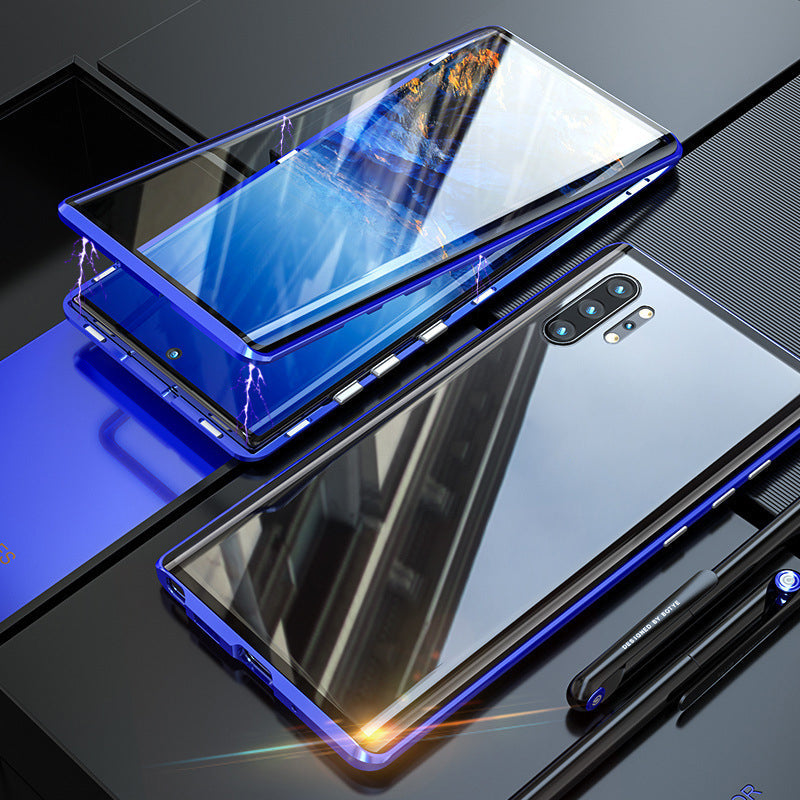 Full-Coverage Magnetic Tempered Glass Phone Case for Samsung Galaxy | Dual-Sided Protection | Front and Back Shielding | Snap-On Clear