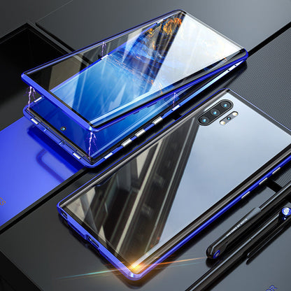 Magnetic Tempered Glass Phone Case for Samsung Galaxy with Dual-Sided Protection and Self-Locking Closure