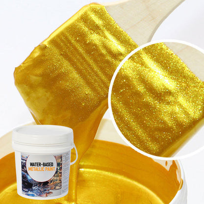 Metallic Leaf Paint for Furniture & Crafts – Gold & Silver Shimmering Finish – Water-Based Craft Paint with Brush – 7 oz