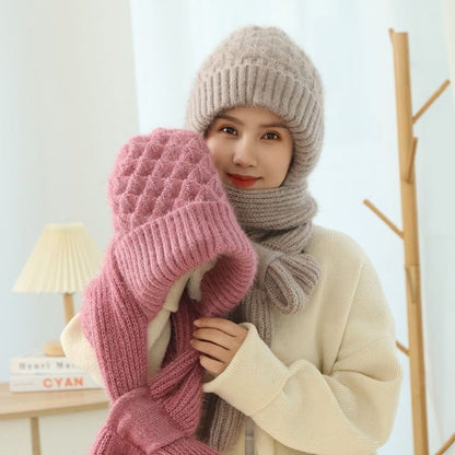 Thermal Hooded Scarf with Built-In Face Mask and Ear Coverage for Winter Outdoor Activities