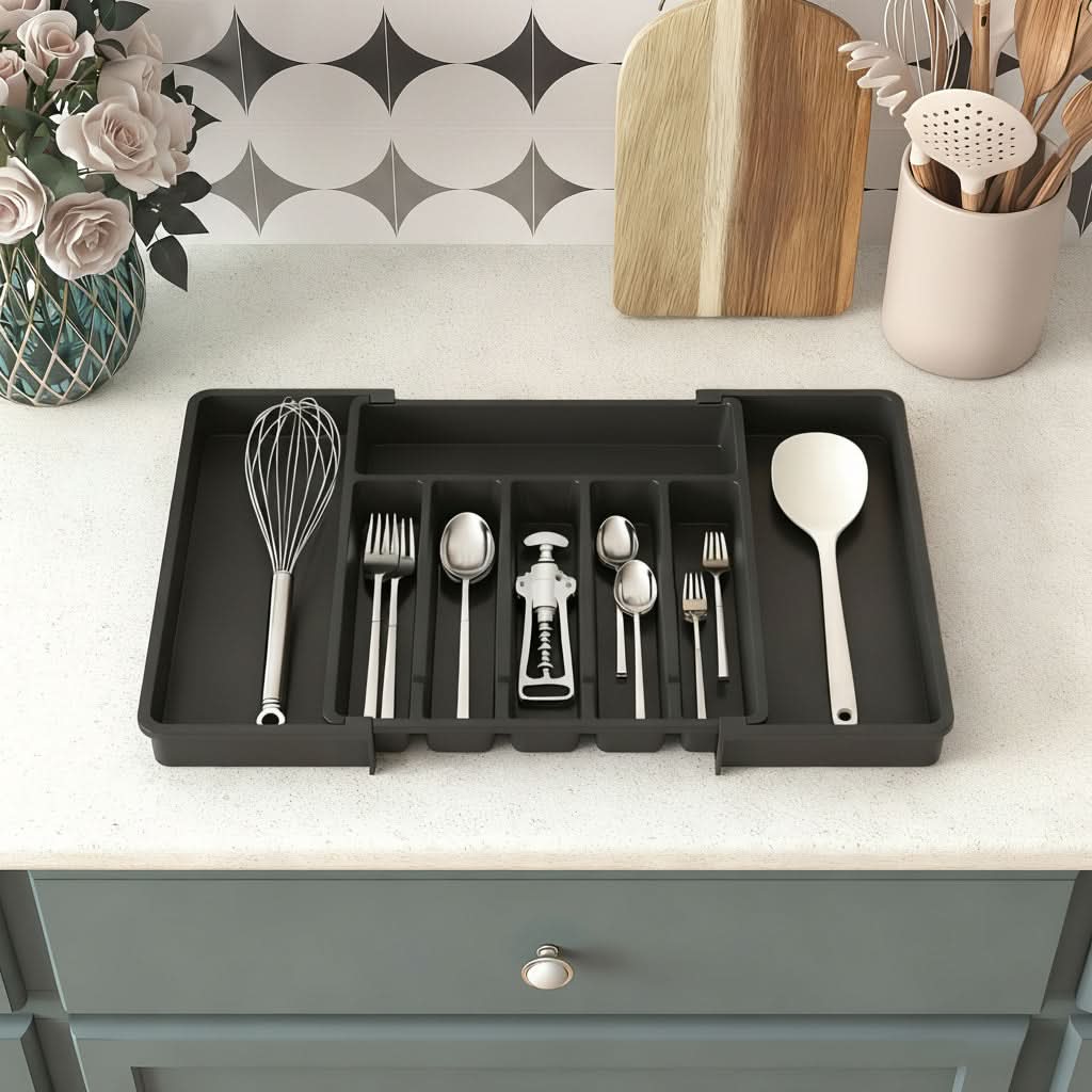 FLEXITRAY – Expandable Utensil Organizer for Kitchen Drawers