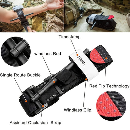 Emergency Medical Supply Kit with Tourniquet Black Zippered Portable Trauma Bag for Hiking Camping Vehicle Travel Outdoor Adventure Backcoun