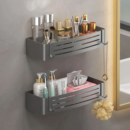 ALUMORA – Self Adhesive Aluminum Bathroom Shelf Organizer
