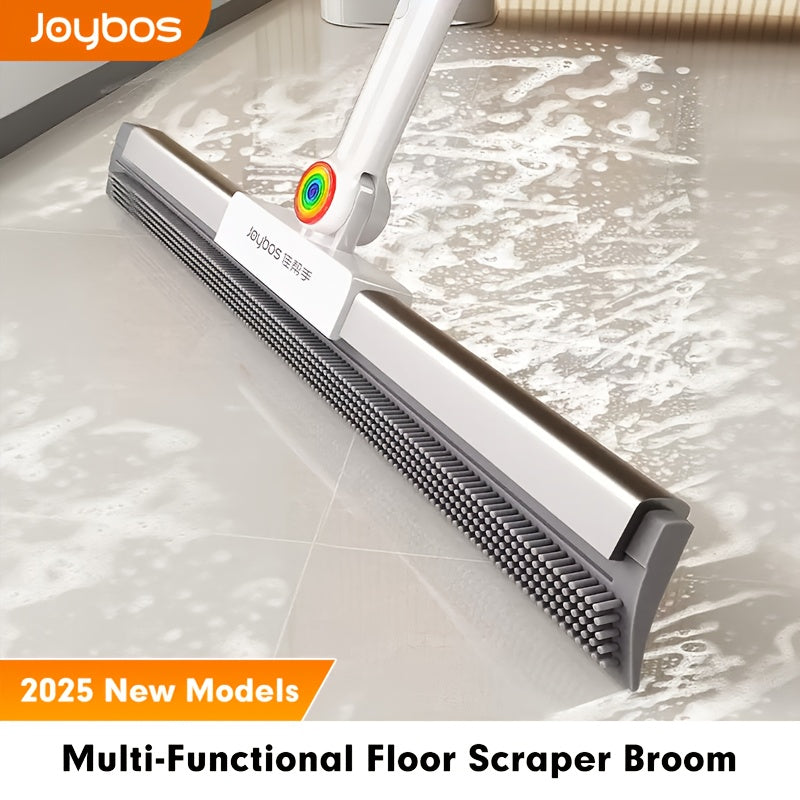 Dual-Action Floor Squeegee with Rubber Edge & Soft Bristles for Pet Hair Removal