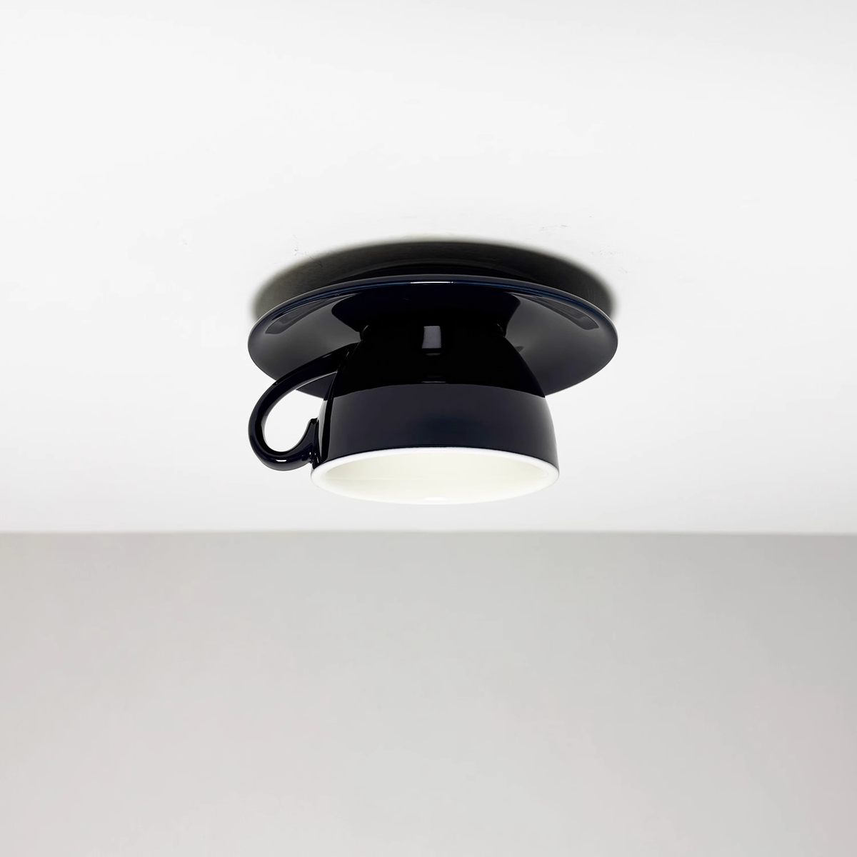 Ceramic Coffee Cup Flush Mount Light for Bedroom Living Room Kitchen Modern Decorative LED Fixture 110V Hardwired Compact Playful Design Amb