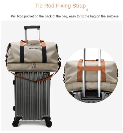 Gym Duffel Bag Water-Repellent Leather Wet-Dry & Shoe Compartment