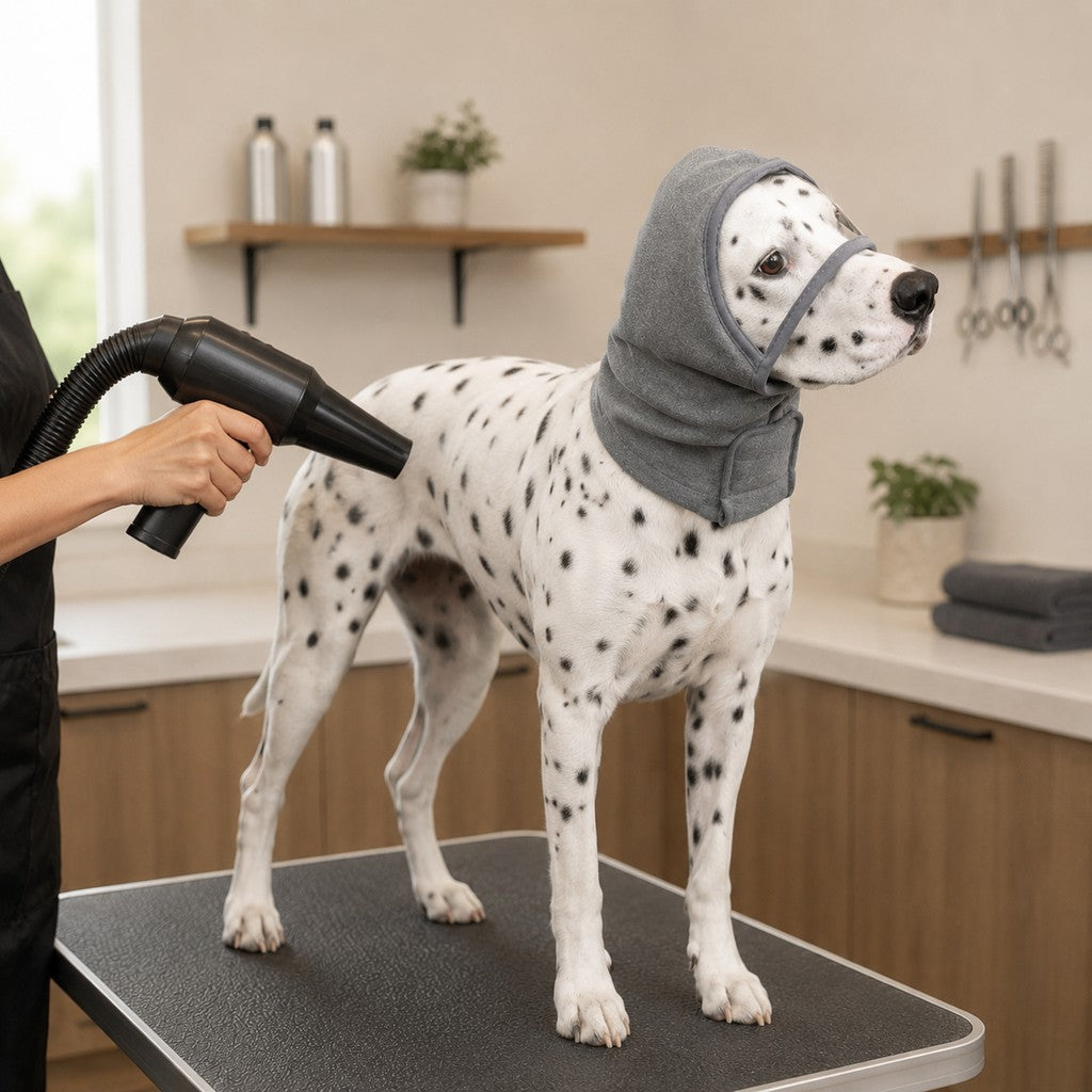 Ortekor Calming Dog Hood with Clear Viewing Panel, Gentle Head & Neck Wrap for Grooming, Thunderstorms, Fireworks & Travel Comfort