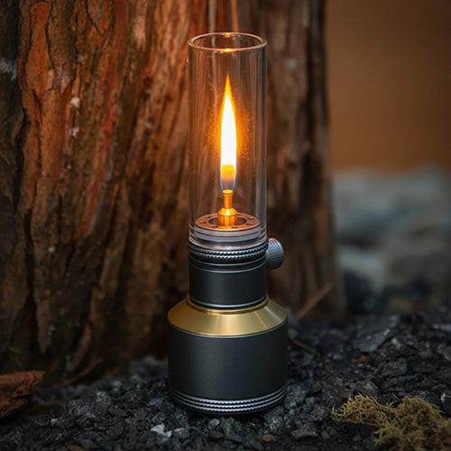 Butane Gas Lantern Aluminum Portable Outdoor Light Camping Hiking Backpacking Adjustable Flame Manual Ignition Vintage Design Travel Gear Em