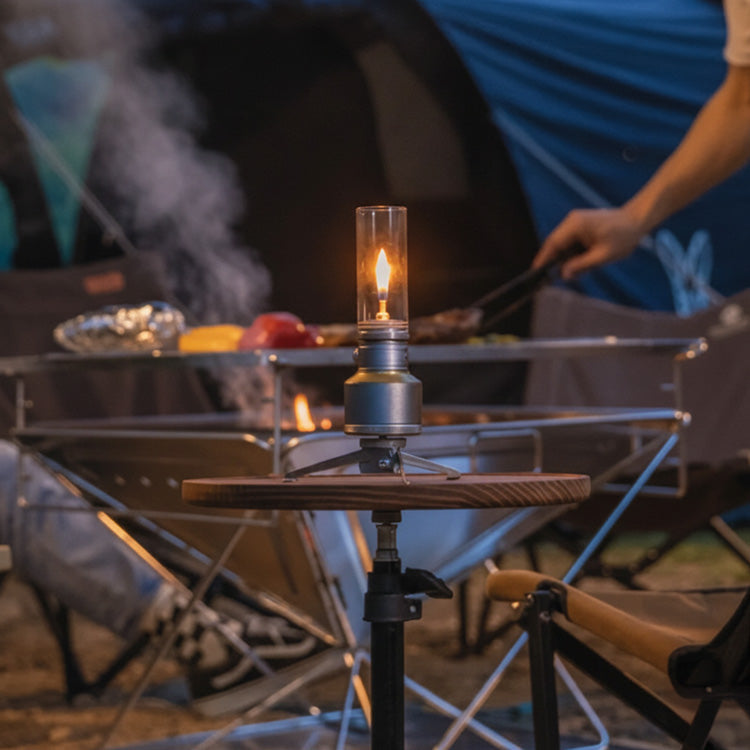 Butane Gas Lantern Aluminum Portable Outdoor Light Camping Hiking Backpacking Adjustable Flame Manual Ignition Vintage Design Travel Gear Em