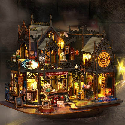 Enchanting 3D Wooden Puzzle Book House with LED Lighting | Unique Decorative Piece for Book Lovers
