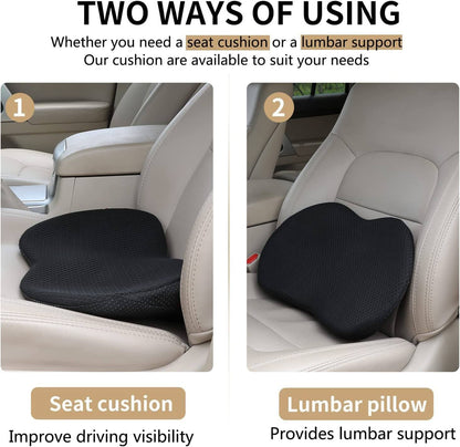Ergonomic Driver Seat Lift Pad with Memory Foam | Extra Height for Better Visibility & Back Support | Anti-Slip Bottom | Breathable