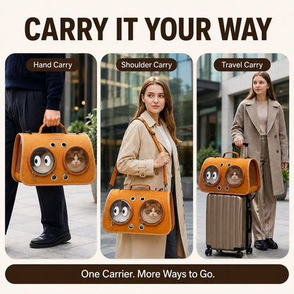 Ortekor Breathable Cat Travel Carrier for Road Trips & Vet Visits - Structured Foldable Soft-Sided Pet Bag