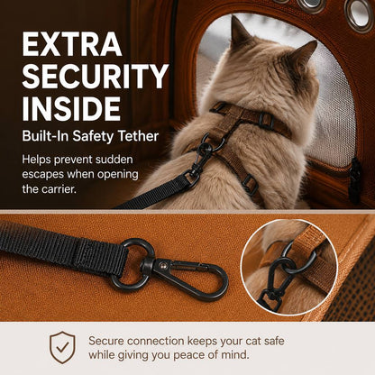 Ortekor Breathable Cat Travel Carrier for Road Trips & Vet Visits - Structured Foldable Soft-Sided Pet Bag