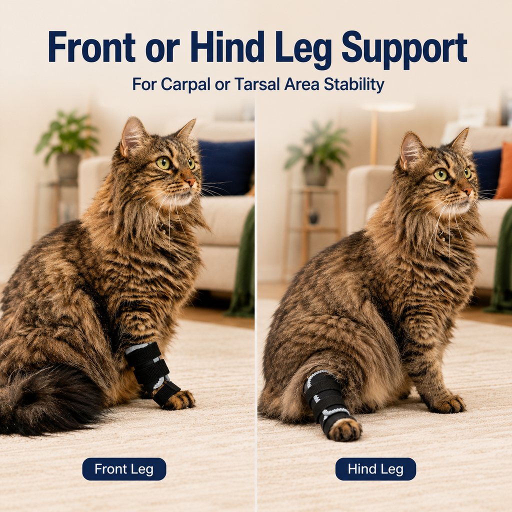 Ortekor Cat Leg Support Brace for Recovery Care - Adjustable Front or Hind Leg Splint for Weak Legs