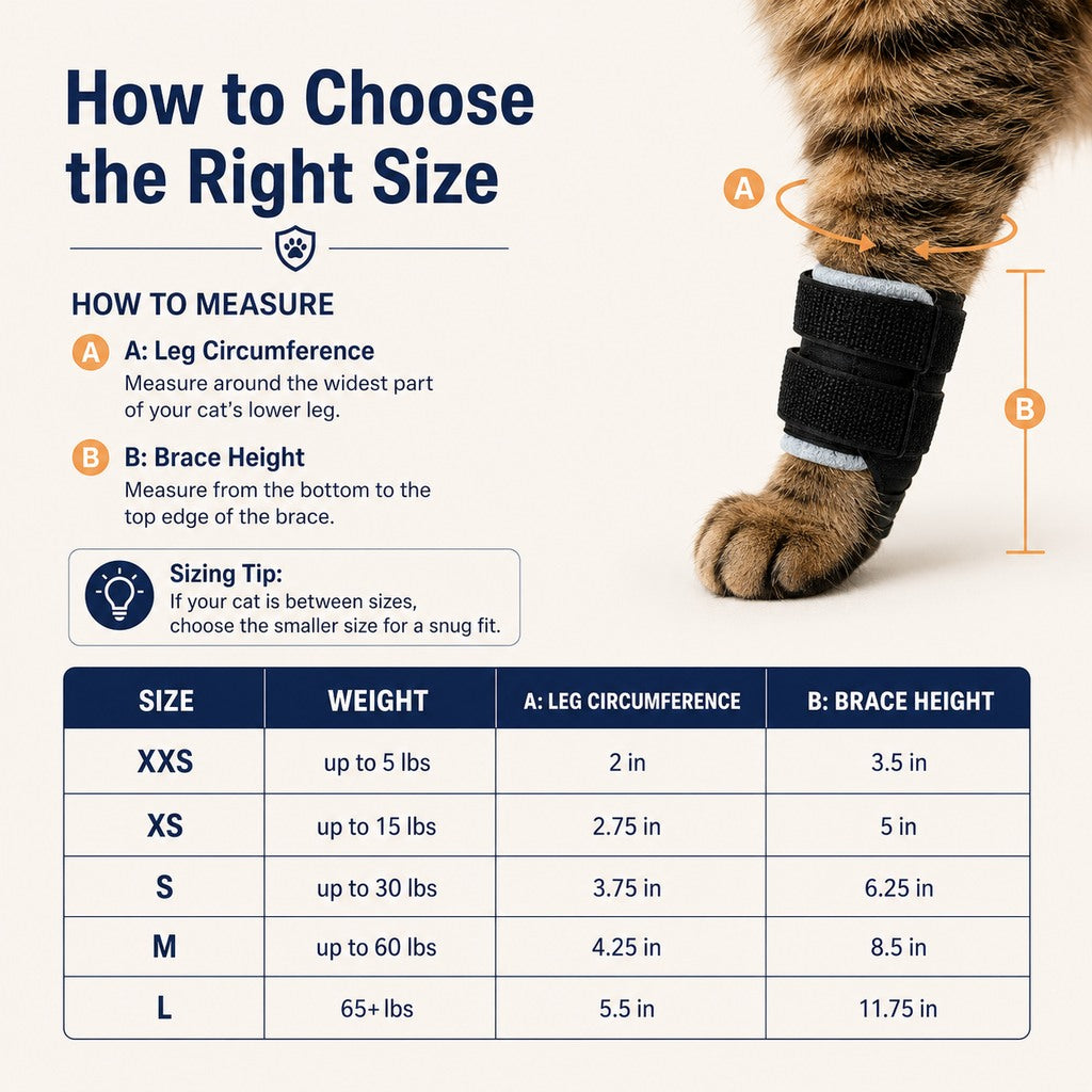 Ortekor Cat Leg Support Brace for Recovery Care - Adjustable Front or Hind Leg Splint for Weak Legs