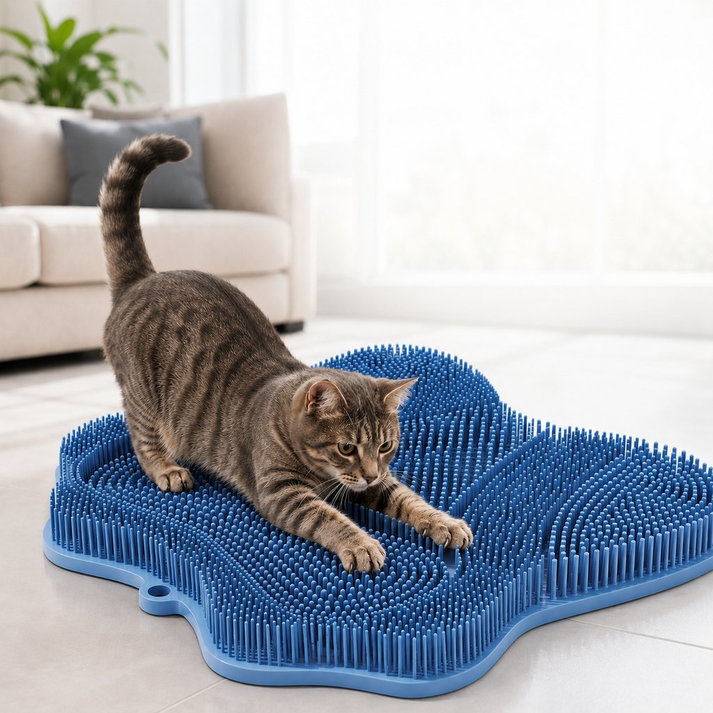 Ortekor Soft TPR Cat Scratch & Massage Mat for Indoor Cats – Sofa-Saving Pad for Scratching, Stretching & Rubbing