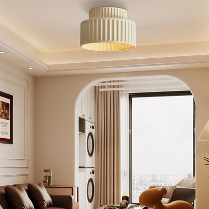 Flush Mount Resin Ceiling Light 10 in White for Low Ceilings Kitchen Hallway Bedroom Dining Room Compact Overhead Fixture E26 Socket