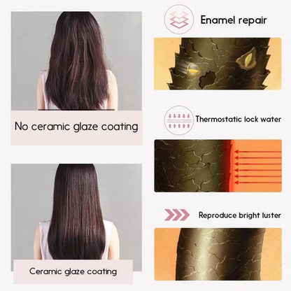 Compact Ceramic Hair Straightener & Curling Iron 2-in-1 – 375°F Constant Heat, Travel-Size 6.5 in for Curls & Sleek Hair, Bangs & Touch-Ups