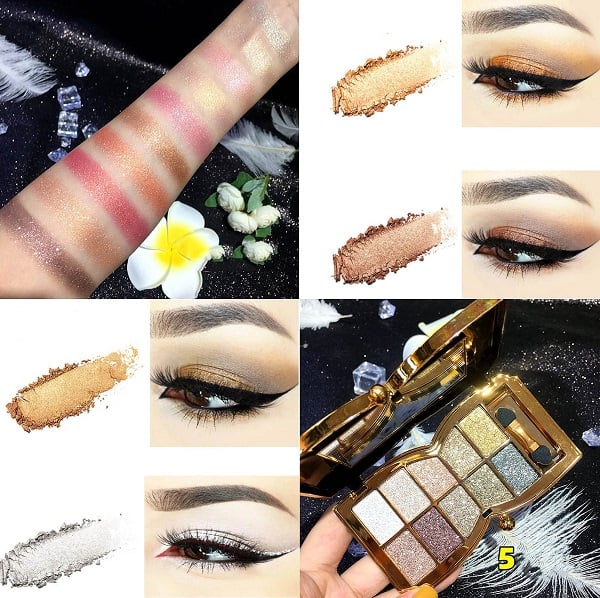10-Color Glitter Eyeshadow Palette Shimmer Mineral Makeup for Parties Weddings Everyday Looks Highly Pigmented Long-Lasting Eye Shadow