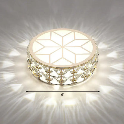 Round Crystal Flush Mount LED Ceiling Light 6" 8" Champagne Gold Modern Entryway Hallway Lighting Fixture Close to Ceiling Surface Mount