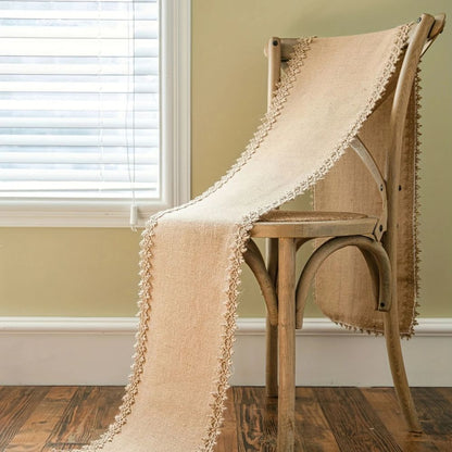 Woven Jute Runner for Dining Tables 12 in x 71 in Natural Beige Farmhouse Buffet Cloth Centerpiece Decor Boho Kitchen Rustic Home Styling