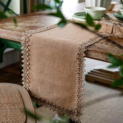 Woven Jute Runner for Dining Tables 12 in x 71 in Natural Beige Farmhouse Buffet Cloth Centerpiece Decor Boho Kitchen Rustic Home Styling