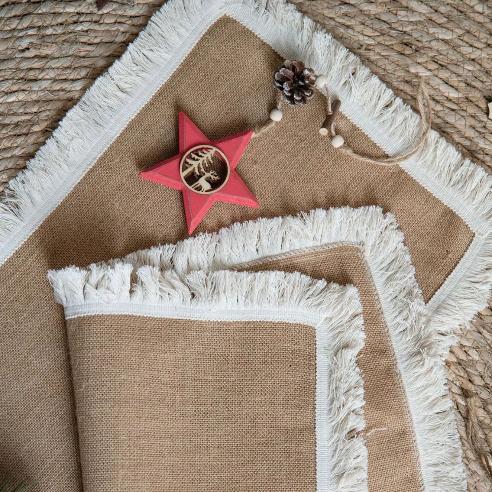Woven Jute Runner for Dining Tables 12 in x 71 in Natural Beige Farmhouse Buffet Cloth Centerpiece Decor Boho Kitchen Rustic Home Styling