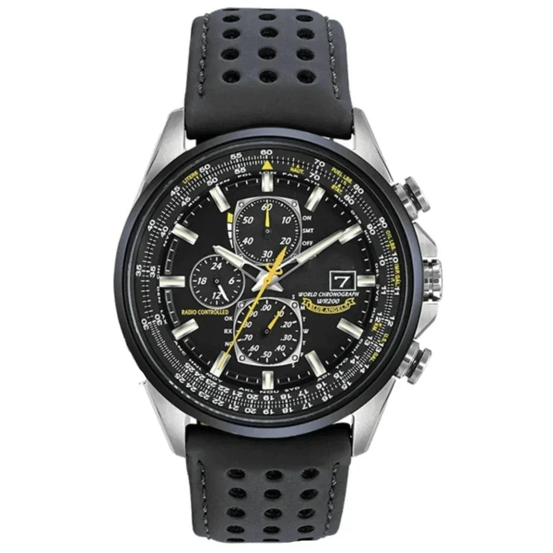 Men's Stainless Steel Chronograph Watch with Date Display & Leather Strap | Water Resistant Quartz Dress Wristwatch for Everyday Wear