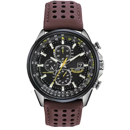 Men's Stainless Steel Chronograph Watch with Date Display & Leather Strap | Water Resistant Quartz Dress Wristwatch for Everyday Wear