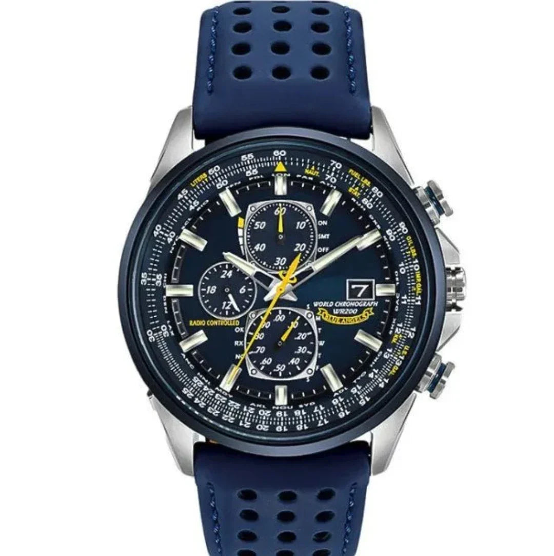 Men's Stainless Steel Chronograph Watch with Date Display & Leather Strap | Water Resistant Quartz Dress Wristwatch for Everyday Wear