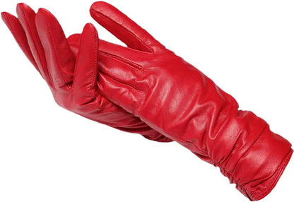 Women's Genuine Leather Gloves with Wool Lining – Cold-Weather Hand Protection for Winter – Touchscreen Compatible Sheepskin Driving Gloves