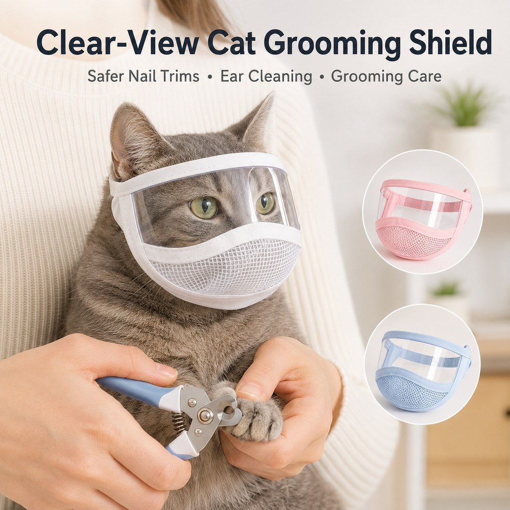 Ortekor Clear-View Cat Grooming Shield for Nail Trims & Ear Cleaning - Helps Reduce Bites and Scratches During Cat Care